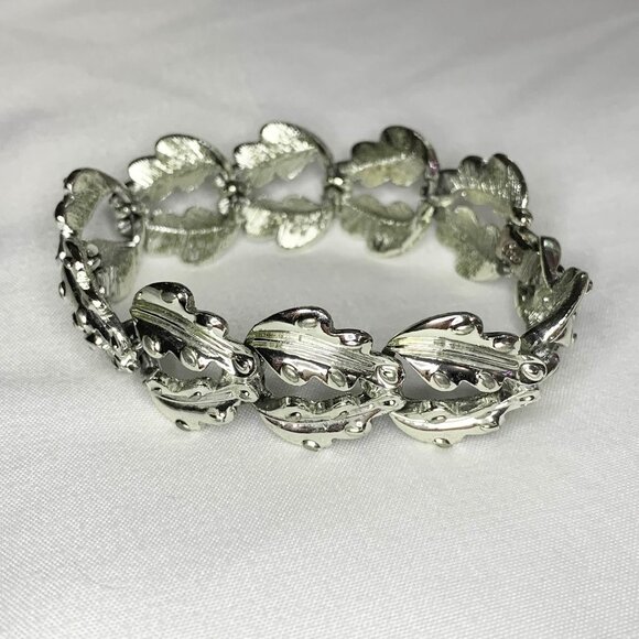 VTG Coro Silver Tone Art Deco Bracelet Statement Piece Costume Jewelry - Picture 2 of 7